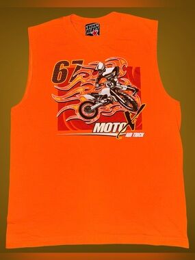 Vintage Y2K 2005 Top Heavy Moto X Air Trick Motocross Sleeveless Shirt Youth XL